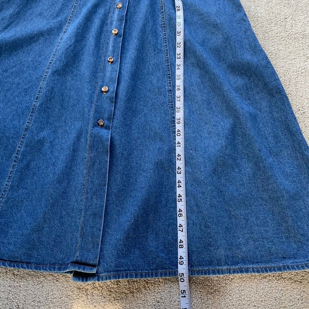 š„VTG Nina Piccalino Denim Dress Fit & Flare Button Down Patchwork Boho Cottage - Picture 12 of 14